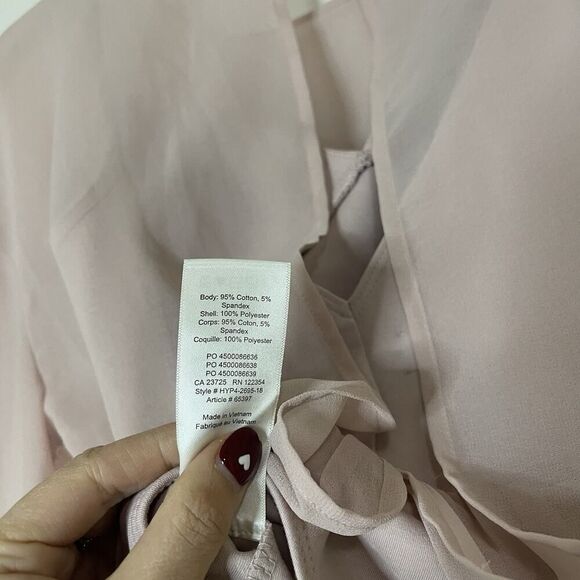 NEW! ARITZIA WILFRED TALMONT CAMILLE PINK CHIFFON LONG SLEEVE BODYSUIT XS - Picture 6 of 6